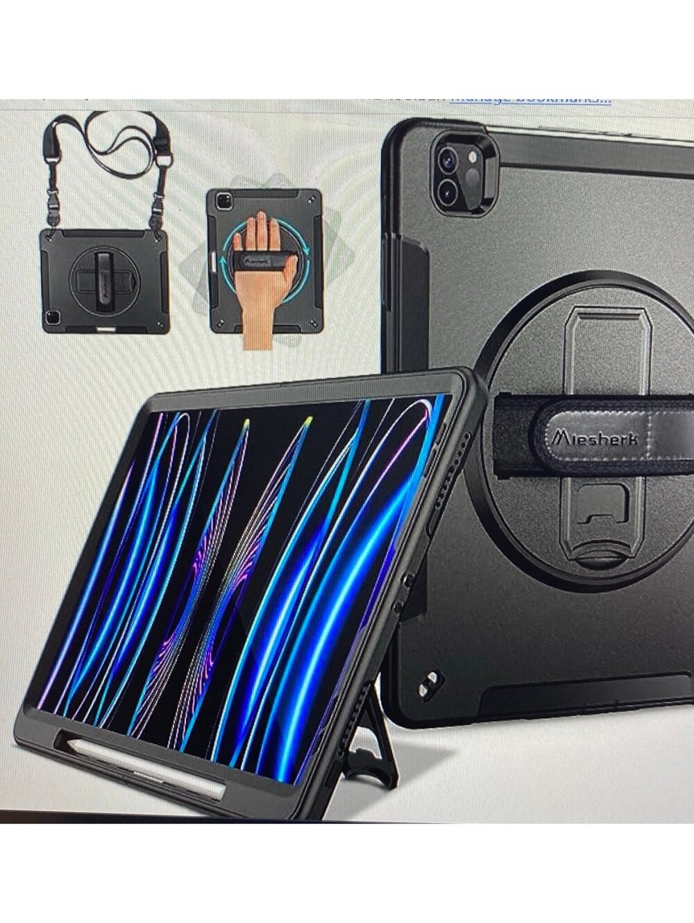 Miesherk Case for iPad Pro 11” Case 2022/2021 3rd/4th Gen Black
